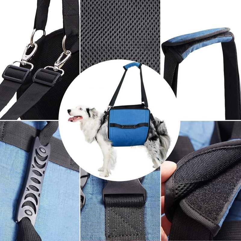 CUEMOON Dog Carrier Strap, Blue Emergency Backpack Support for Rehabilitation