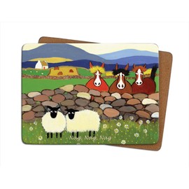 Irish Designed Placemat With Two Sheep And Three Horses With The Text 'Nag,Nag,Nag'