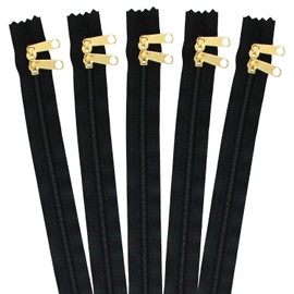 Nippon Chuko 3CFGW30-580 Double Zipper 11.8 inches (30 cm), Pack of 5, Black