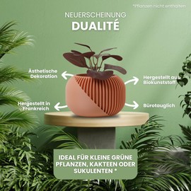 Dualité - Decorative Inner Pot for Artificial Plants, Succulents & Cacti Design - Original Small Mini Planter for Home and Living Room