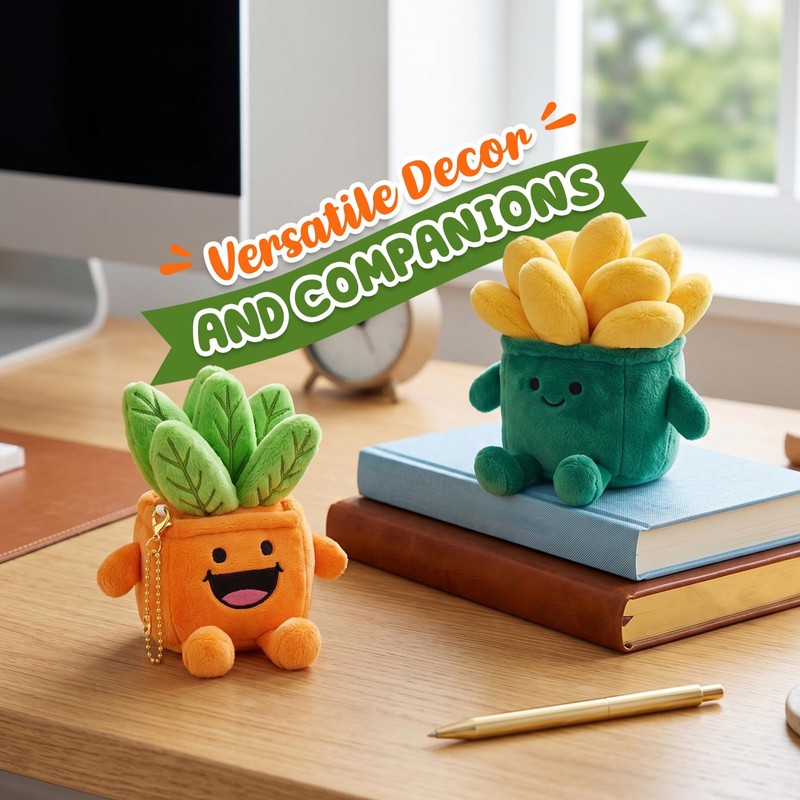 FunisFun Succulent Plant Plush - Happy Grow Pots Artificial Succulent