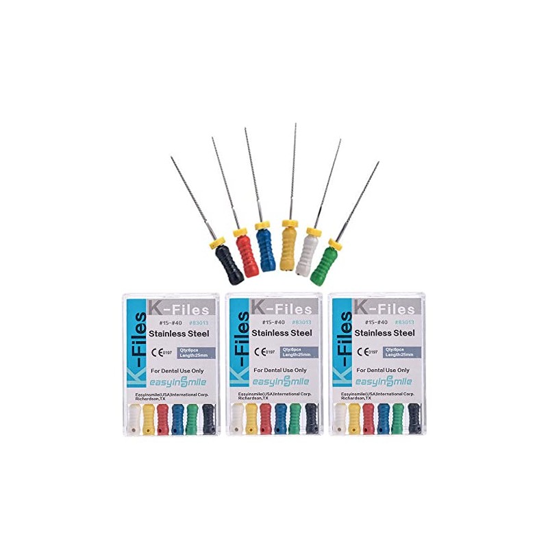 SNAWOP Dental Root Canal Files 3 Packs Stainless Steel Hand
