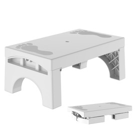 Folding Step Stool for Adults Kids, Heavy Duty Non-Slip Foldable Stepping Stool with 400-LBS Capacity, Safety Collapsible Foot Step Stool for Bathroom Bedroom Kitchen, Bed Steps for High Beds, White