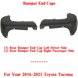 US AUTO PARTS PLUS New Rear Bumper End Caps Primed Without Parking Sensor Holes Left Driver & Right Passenger Side For 2016-2021 Toyota Tacoma Direct Replacement 5215604010 5215504010