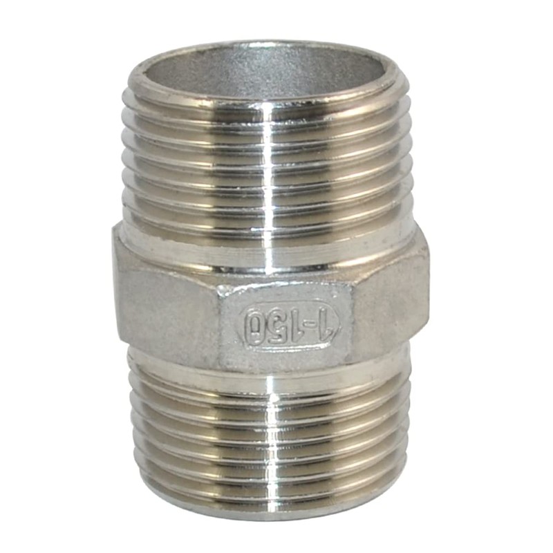 Megairon 1" x 1" NPT Male Threaded Hex Nipple,Stainless Steel