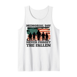 Memorial Day Never Forget the Fallen USA Flag Soldiers Tank Top