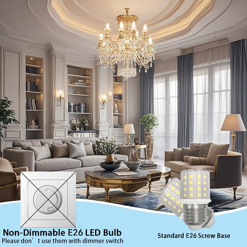 Syited E26 LED Corn Light Bulbs,5W Cool White 6000K, Equivalent