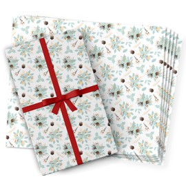 Christmas Watercolour Winter Flowers - Wrapping Paper, Gift Wrap (Pack of 5 Sheets) by Finger prints