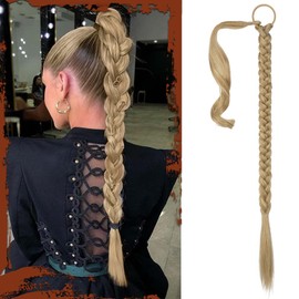 Sofeiyan Lunga Estensione Coda di Cavallo, 76 cm Lunga Coda di Cavallo Intrecciata con Cravatta Coda Capelli Lunghi Sintetico Ponytail Extension per Donne Biondo Cenere