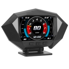 POCREATION Pantalla de medidor OBD2 con Velocidad, Auto HUD HD HD TFT LCD Pantalla GPS GPS OBD2 Medidor Pendiente Medidor Alarma de Exceso de Velocidad para Todo el automóvil
