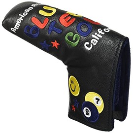 BLUE TEE GOLF Head Cover BLUE TEE GOLF California Headcover Smile & Pinball Putter Pin Type Black