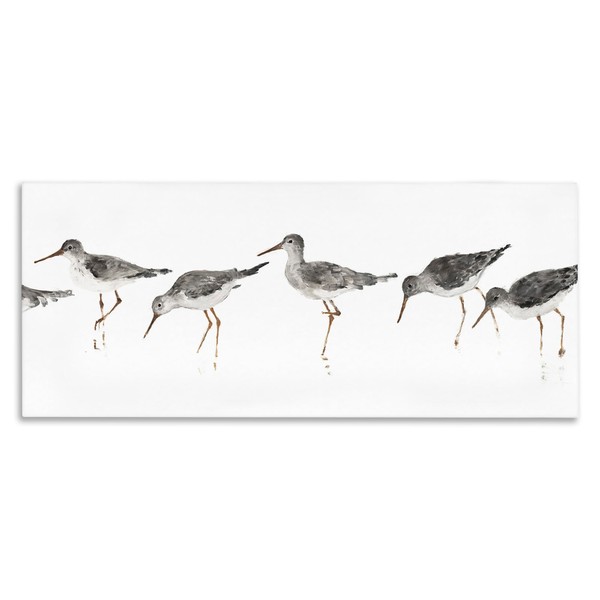 Stupell Industries Beach Bird Sandpipers Minimal Grey White Painting, Designed