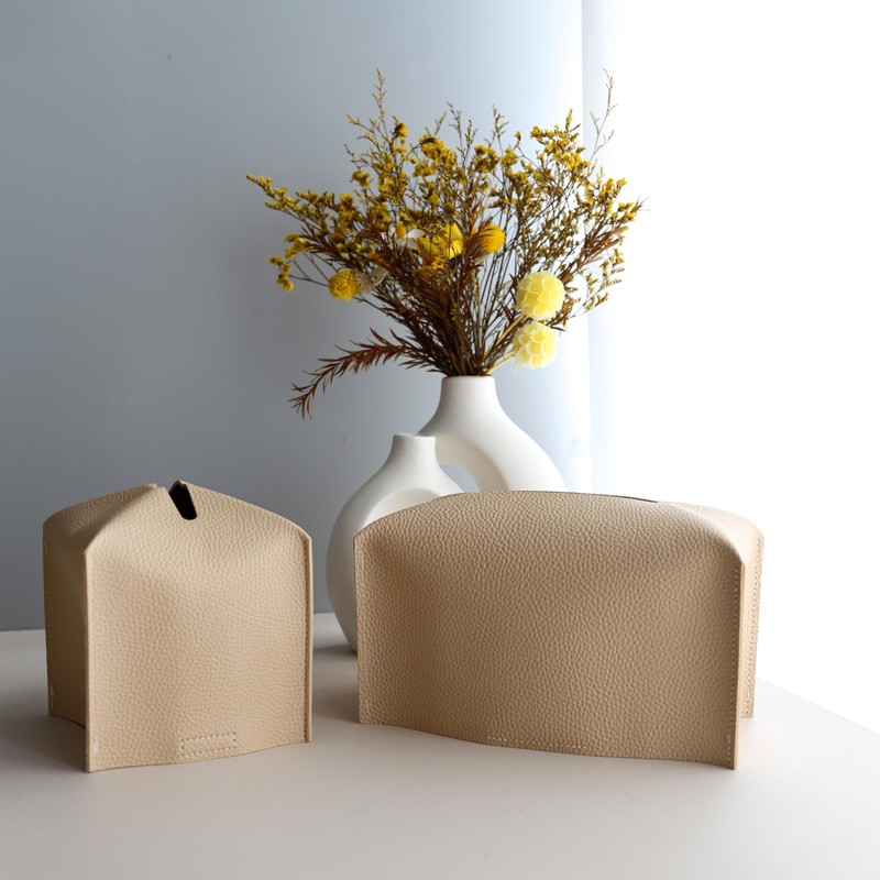 2pcs Tissue Box Cover, Modern PU Leather Rectangular Tissue Box