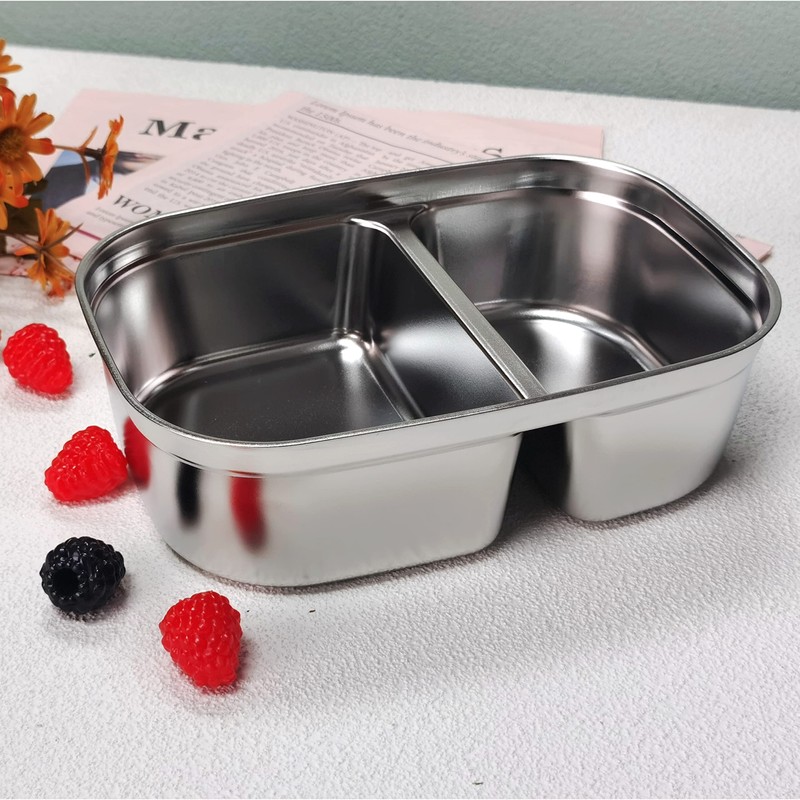 FORABEST 1.5L Upgraded Stainless Steel 2 Compartment Replacement Tray, for