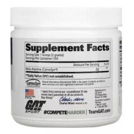 GAT Pre Entreno Beta Alanina 200 Gramos (100 Servicios)