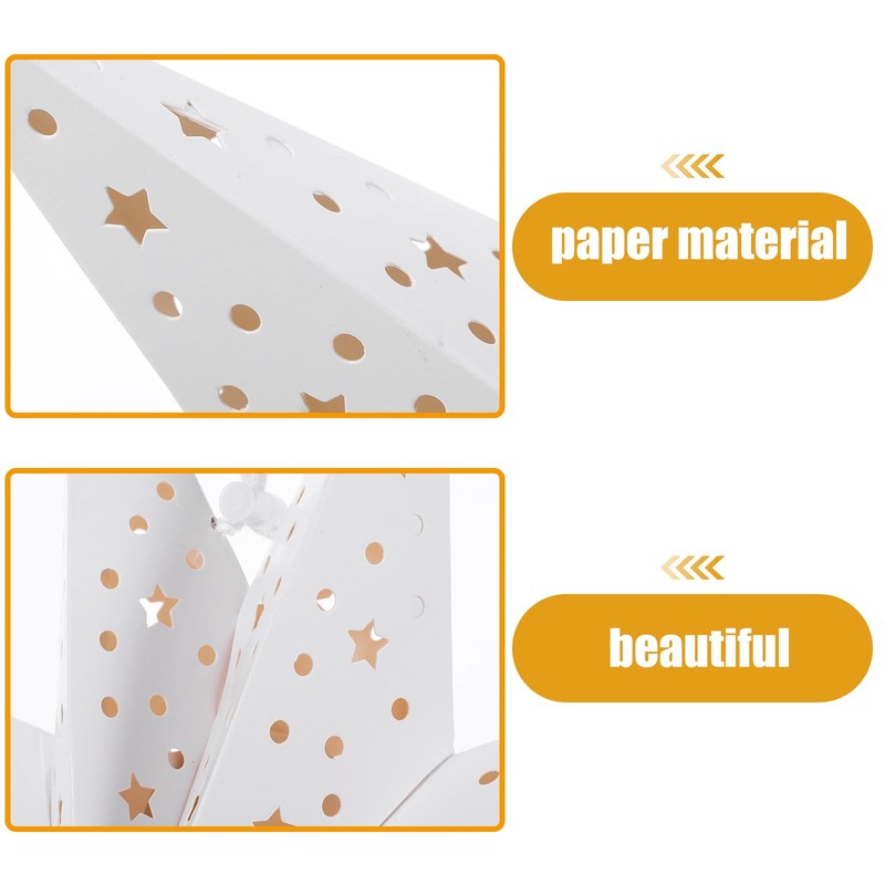 Lurrose Paper Star Lantern, 3 Pack 9 Pointed Star Lampshade