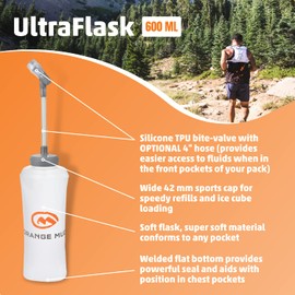 Orange Mud 600ml Soft Flask - UltraFlask (One Bottle) - Collapsible Hydration Bottle with Sport Cap & Hose - Pocket Fit, BPA-Free, Anti-Slosh Design