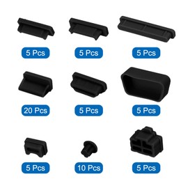 MECCANIXITY 65pcs Laptop Port Duct Cover 13 Types Plugs Caps for Notebook Laptop PC Computer, USB/VGA/Audio Jack/SD, Black