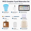 9PCS Travel Watercolour Set,Mini Watercolour Paint Set Travel WoodenPalette