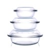 Set of 6 Round Glass Casserole Dishes, Nesting Glass Baking