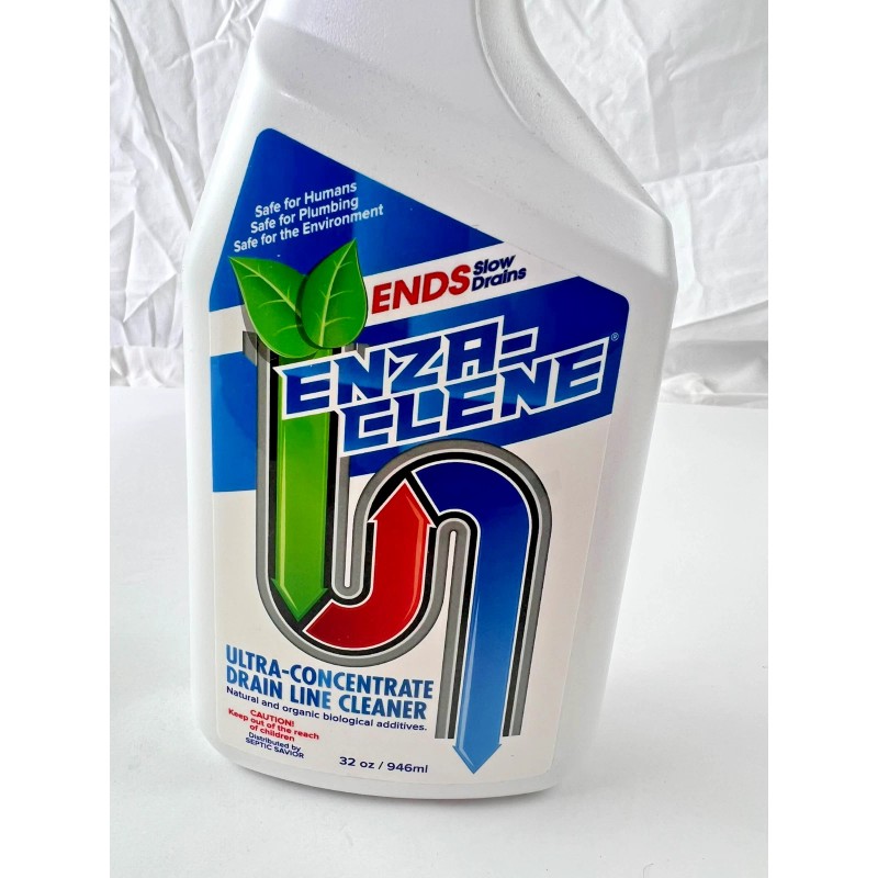 Enza-Clene Drain Cleaner Ultra Concentrate 32oz Bottle. Septic Savior Non