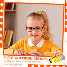 KICOSY 3PCS Back to School Claw Clips Funny Yellow Pencil Design Hair Clips Cute School Supplies for Teacher Student