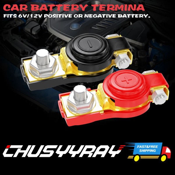 CHUSYYRAY 2 Car Copper Battery Terminal Quick Connector cable clamp