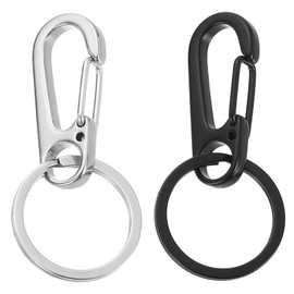 sourcing map 1.28" x 0.98" Metal Keychain Keyring, 2 Pcs Silver&Black Key Chain Ring Clip Sturdy Key Accessories Holder Organizer for Chain Making Kit Home Car Keys Art Crafts