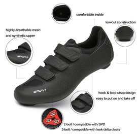 Honosuker Cycling Shoes Peloton SPD Look Delta Compatible Women Men Indoor Spinning Outdoor Road Bike Bicycle Shoes Black