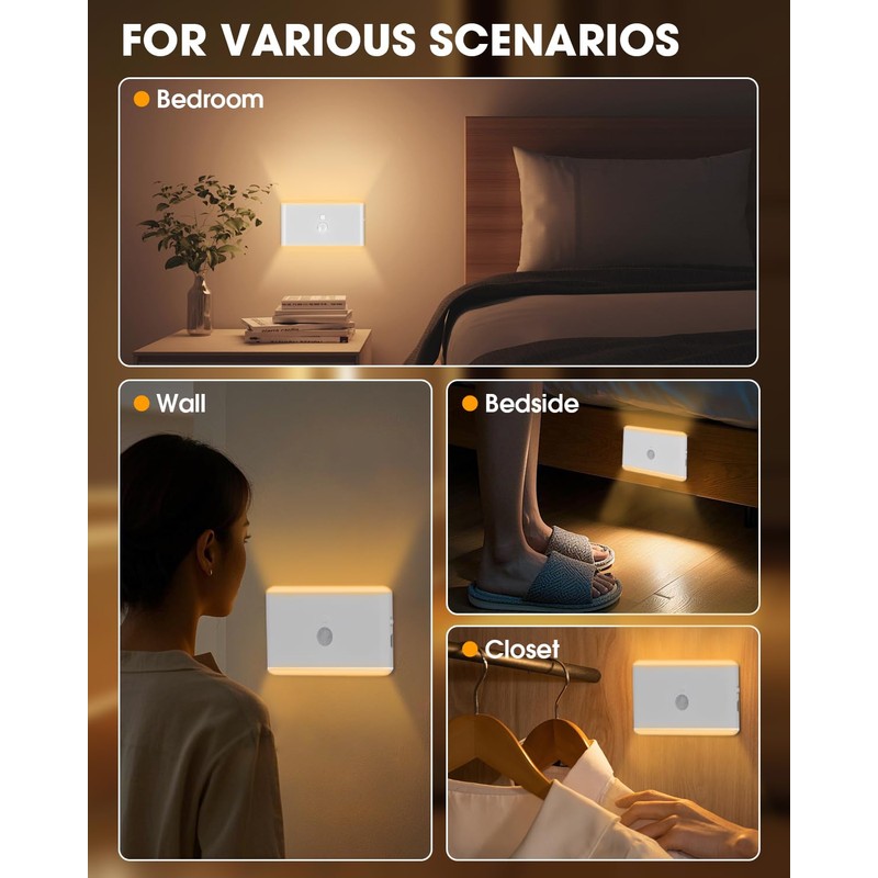LAVAED Motion Sensor Night Light Indoor,RGB Charging Cordless Stair Lights,LED