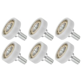 sourcing map 6 PCS Drawer Rollers 22mm x 7mm Wheel 6mm Step, Nylon Bearing Roller Drawer Pulley Bearing Replacement Wheels for Windows Sliding Door Track Guide White, M6 x 10mm Thread