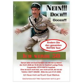 Unser-Festtag No, doch, oooh!! Funny Birthday Invitation 30 40 50 60 70 80 Any Age Possible – Text Easily Change – 20 Cards