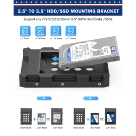 DecorStat 8 Pack 2.5"SSD to 3.5" SATA Hard Disk Drive Adapter HDD Cage ABS Mounting Bracket Kit Internal Drive Bay Converter Hard Drive Caddy Case Tray SSD Holder for 7 / 9.5 / 12.5/ 15mm 2.5 HDD/SSD