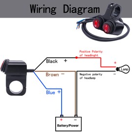 Taiss 7/8″ Waterproof Motorcycle ATV Handlebar Push Button Switch,12v Led Illuminated Headlight Hazard Brake Fog Light O/I Aluminum Alloy Handlebar Double Control Kill Switch with Connect Line F008