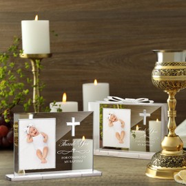 Vercraft 12 Set Baptism Favor for Guest First Communion Gifts Baptism Photo Frame Stand Christening Gifts Thank You for Coming to My Baptism Mi Bautizo Baby Christening Gift Baptism Keepsake for Guest