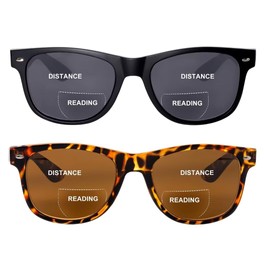 OuShiun 2 Pack Bifocal Reading Sunglasses for Women, Classic Retro Sun Readers UV400 Protection(Magnification 2.0, Black/Tortoise)