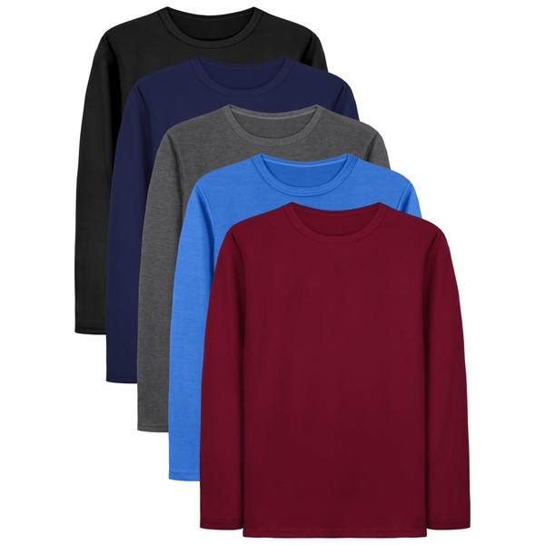 Cooraby 5 Pack Boys Long Sleeve Tees Boys' Long Sleeve