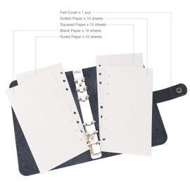 A6/ A5 6-Holes Felt Cover Round Ring View Binder File Folder for Loose Leaf Sheet Protectors/D Ring Binder Cover Protector (Aquarius, A6 mini set)