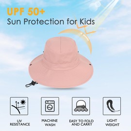 Zando Kids Sun Hat for Girls Mesh Outdoor Sun Protection Bucket Hat Foldable Safari Hats for Girls Wide Brim Summer Beach Fishing Cap with Ponytail Hole Red Hats Kids Watermelon Red-Grey L