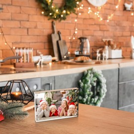 TWING TWING 5 Pack 4 x 6 Acrylic Frame, Horizontal Magnet Double Sided 4x6 Picture Frame,12+12MM Thick Clear Frameless Desktop Display Self Standing Magnetic Acrylic Block Photo Frame Ideal Mother's Day Gifts for Mom