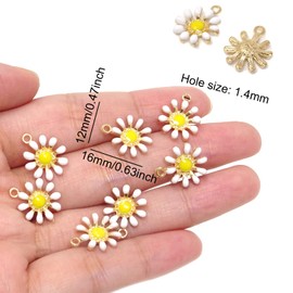 Honbay - 30 colgantes esmaltados con diseño de margarita para hacer joyas o manualidades