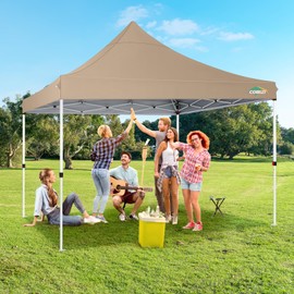 COBIZI 10x10 Pop Up Canopy with 4 Sidewalls, Canopy Tent 10x10 for Parties, Backyard, Commercial, Waterproof and Portable Instant Shelter UV50+ Ez Outdoor Canopy Gazebo with 4 Sandbags(Khaki)