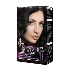 FYNE Dark Brown Permanent Hair Dye for Women - Home Hair Colour Cream with Built-in Conditioner - Gentle, Long-Lasting, Easy to Use, Suitable for All Hair Types - Achieve Salon-Quality Results at Home