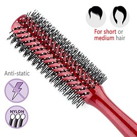 PERFEHAIR Small Round Hair Brush for Blow Drying With Soft Nylon Bristles 1.6 Inch for Short or Medium Curly Hair-Red