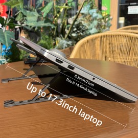 YOOOYOOO Lightweight Carbon Fiber Laptop Stand Foldable Portable 8 Angles Adjustable Laptop Holder Riser Ventilated Cooling Notebook Computer Stand up to 17.3” Laptops&Tablets Black Gray