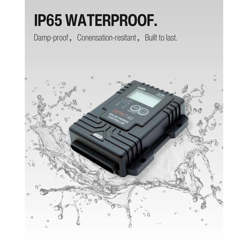 LNEX Solar Charge Controller Waterproof, 40A Solar Panel Regulator with