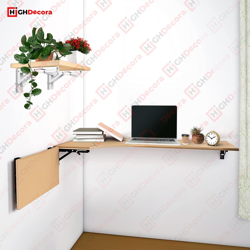 Highdecora Folding Shelf Bracket, 2 Pcs Heavy Duty Foldable Shelf