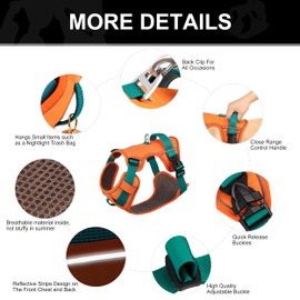 AKAILEA No Pull Dog Harness with Easy Control Handle, Lightweight Adjustable Reflective Dog Vest Harness for Training and Everyday Walking, Fit Small Medium Large Breed Dogs (Orange,Medium)