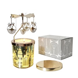 KINGNERO Rotating Candle, Lavender Scented Candles with Carousel, Rotary Candle Holder Gifts for Mom Wife Anniversary Valentine's Day, Unique Birthday Gift for Sister Girlfriend