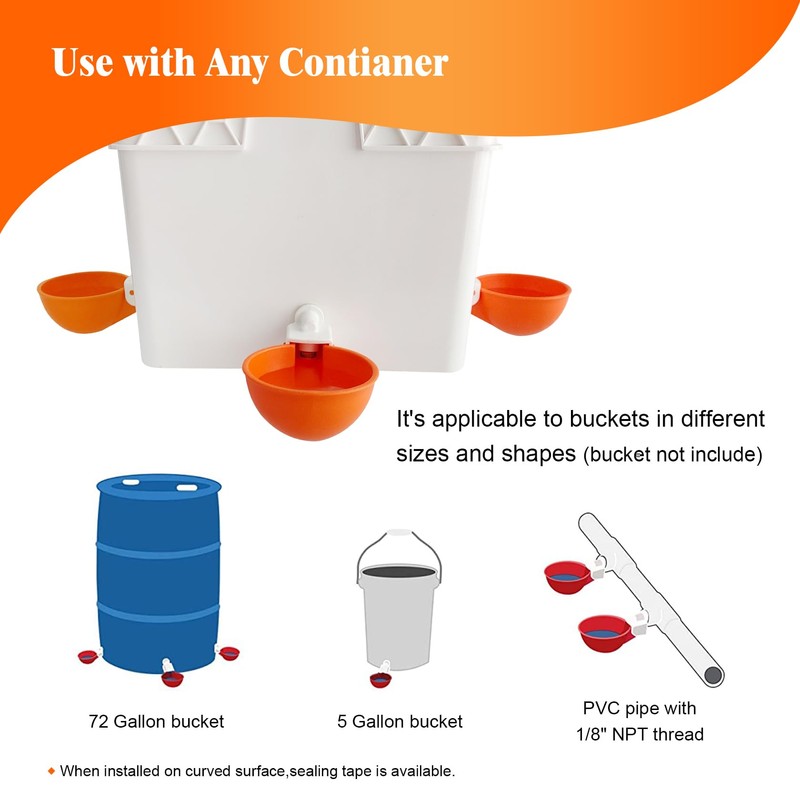 Large Automatic Chicken Waterer Cups DIY Poultry Chicken Waterer Kit